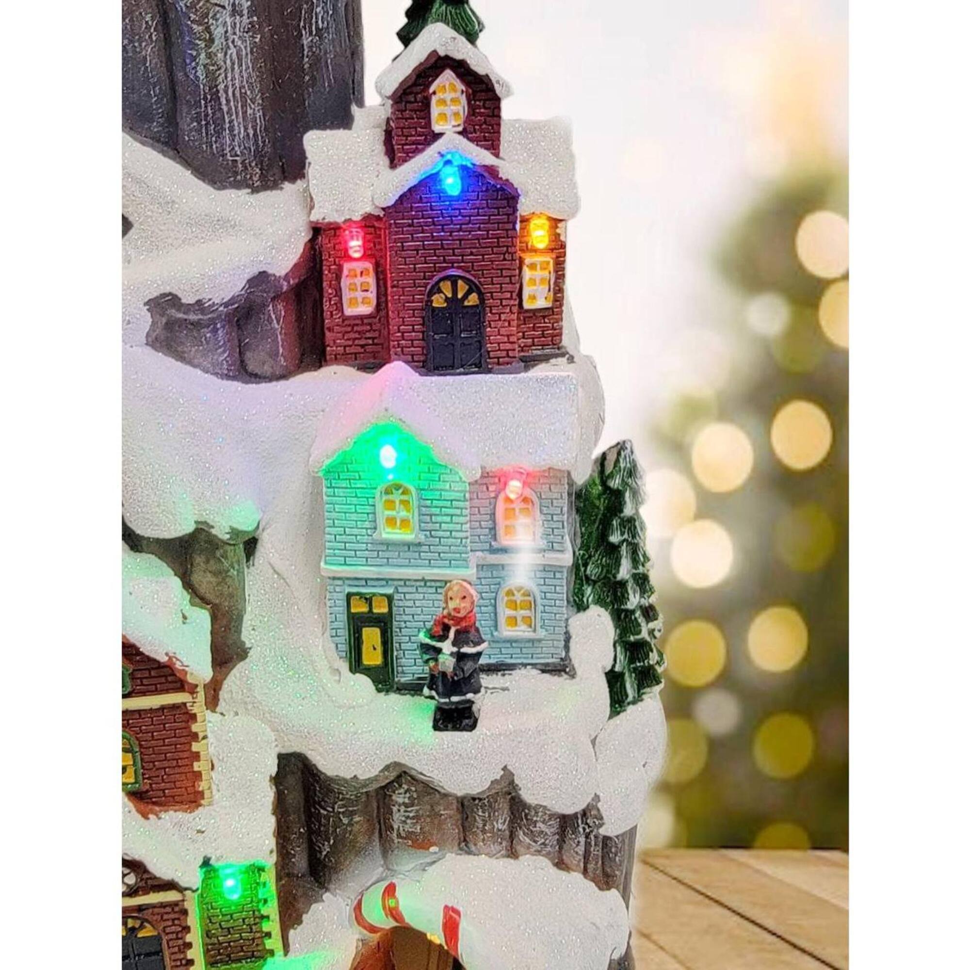 20" Christmas Village with Snowy Mountain Decoration